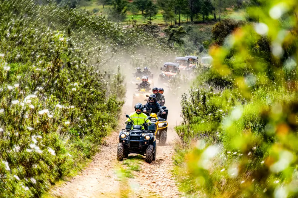Small group of quad bikes on the half-day tour from Albufeira