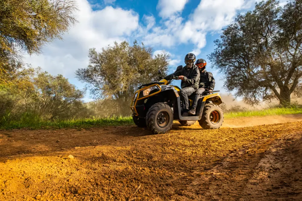 Quad bike on a dirt track on the way to the goji farm